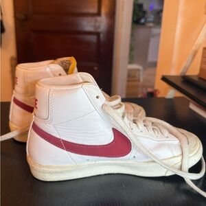 Nike White and Red High-Top Sneakers